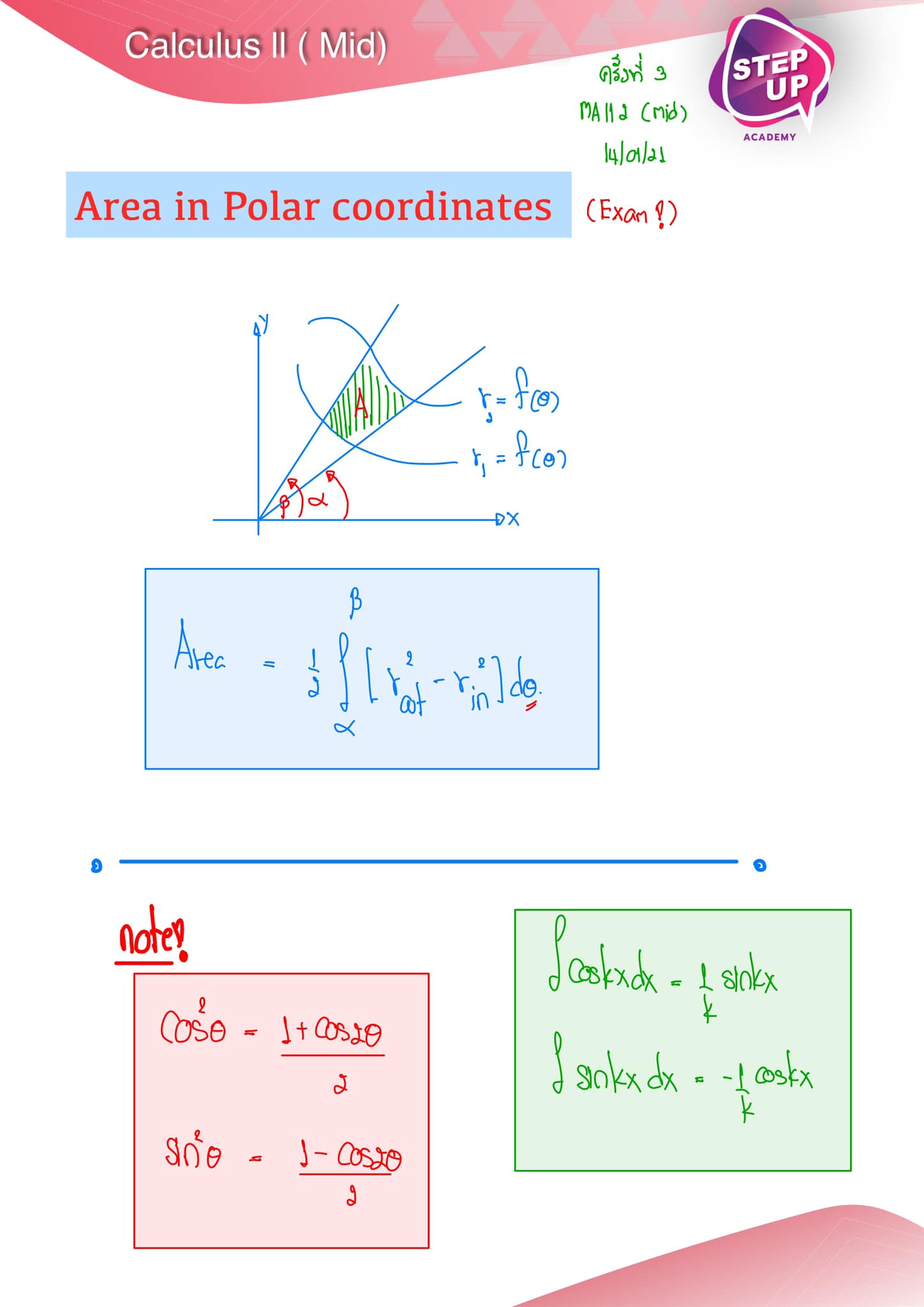 Area in Polar coordinate 
